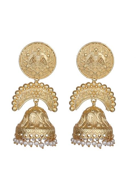 Matte Gold Finish Handcrafted Stud Earrings