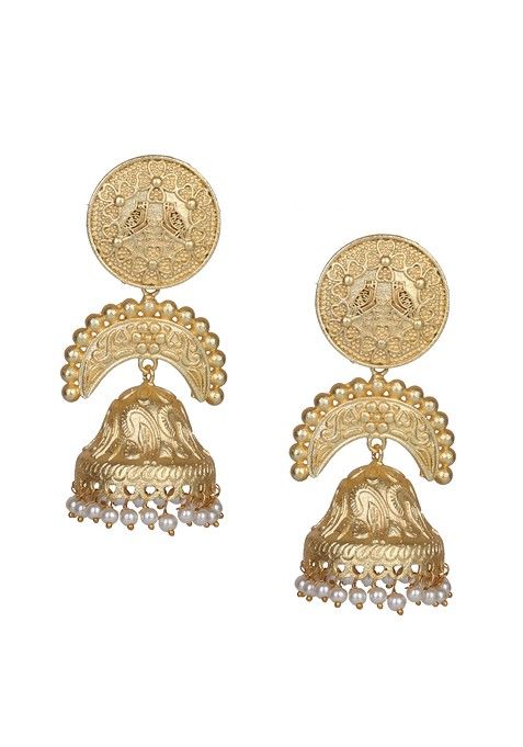Matte Gold Finish Handcrafted Stud Earrings