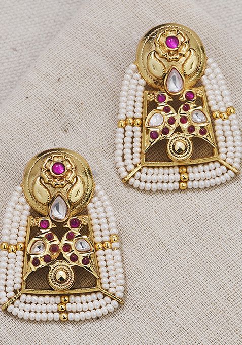 Gold Plated Golden Pearl Studs Earrings