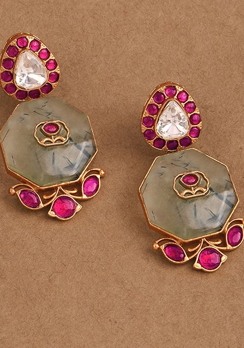 Blush Pink And Mint Dangle Earrings
