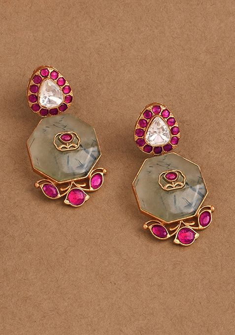 Blush Pink And Mint Dangle Earrings