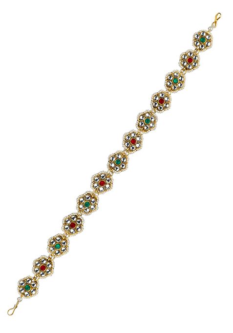 Multicolor Kundan Floral Mathapatti Sheeshphool