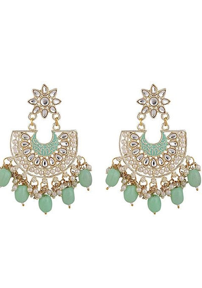 Green Cubic Zirconia Maang Tikka With Earrings
