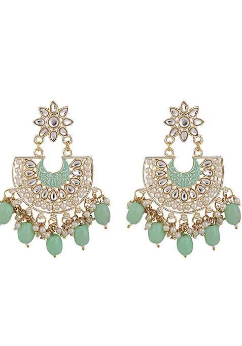 Green Cubic Zirconia Maang Tikka With Earrings