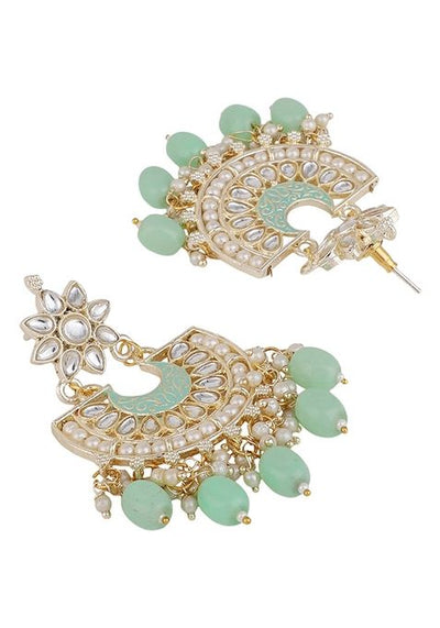 Green Cubic Zirconia Maang Tikka With Earrings