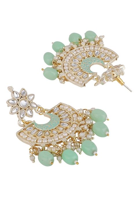 Green Cubic Zirconia Maang Tikka With Earrings