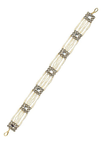 Pearl Multistrand White Kundan Mathapatti