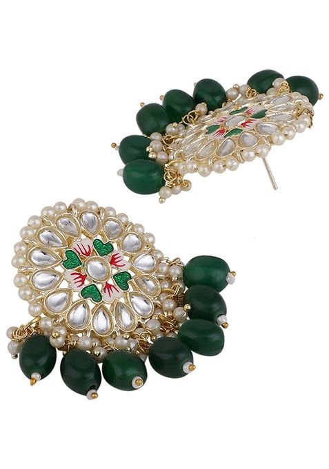 Green Cubic Zirconia Maang Tikka With Earrings
