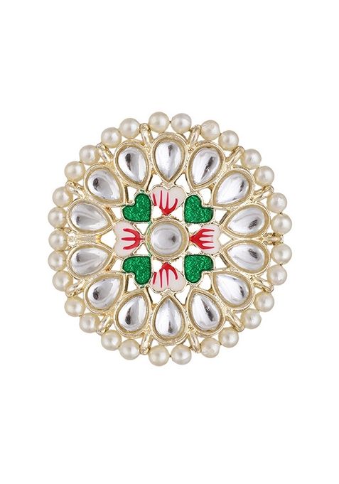 Green Cubic Zirconia Maang Tikka With Earrings