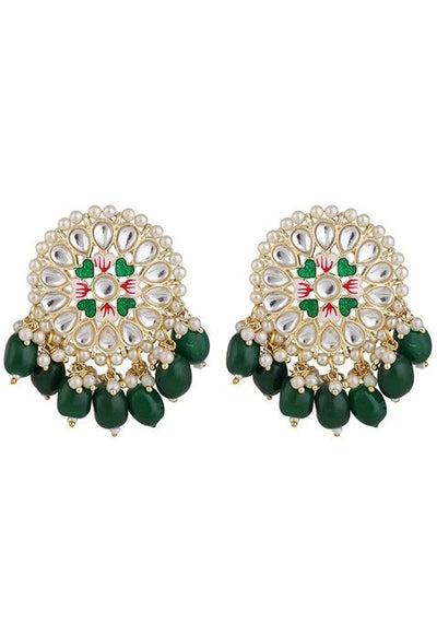 Green Cubic Zirconia Maang Tikka With Earrings