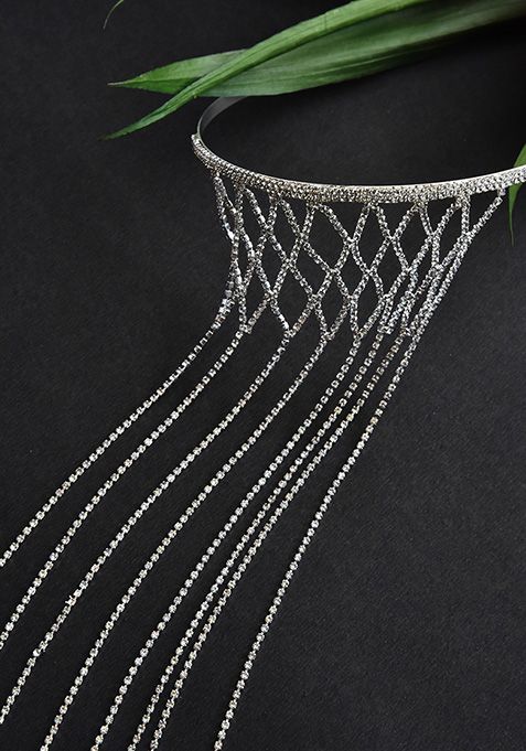 White Silver Tone Zirconia Headband