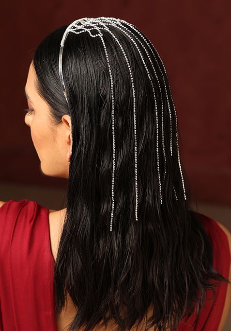 White Silver Tone Zirconia Headband