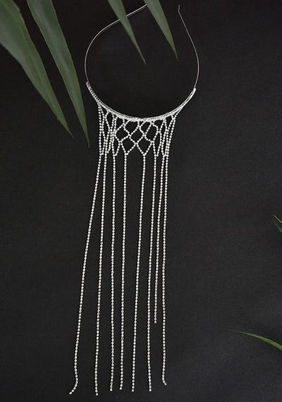 White Silver Tone Zirconia Headband