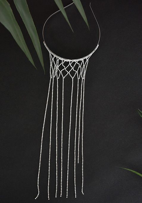 White Silver Tone Zirconia Headband