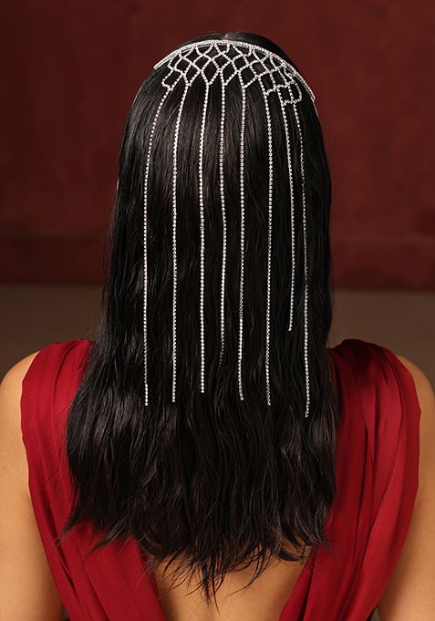 White Silver Tone Zirconia Headband
