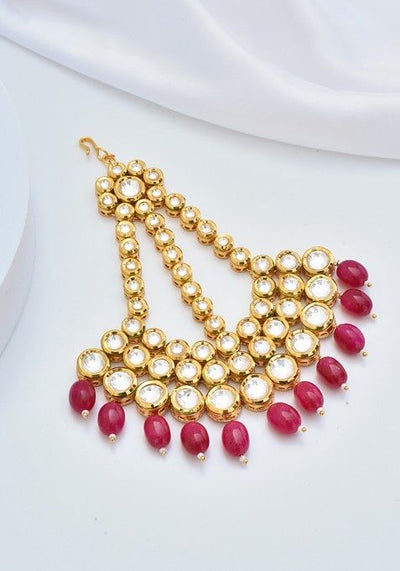 Red Gold Tone Kundan Passa