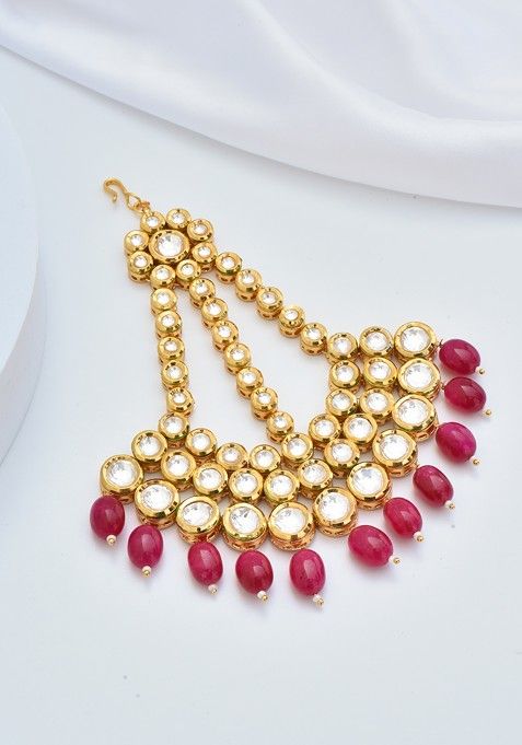 Red Gold Tone Kundan Passa