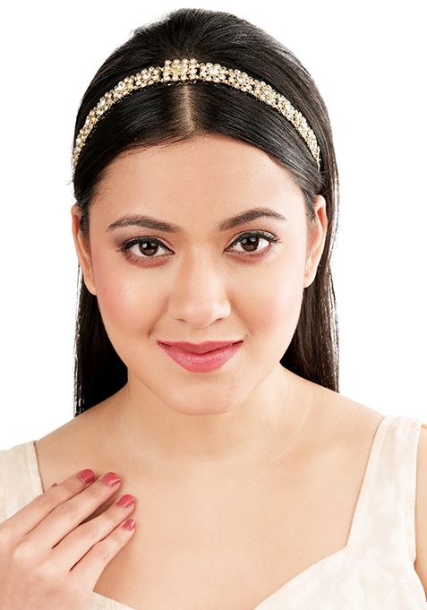 Gold plated Cz Stone Mathapatti Sheeshphool