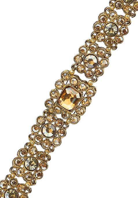 Gold plated Cz Stone Mathapatti Sheeshphool