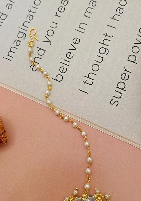 Gold Plated Cubic Zircon American Diamond Maang Tikka