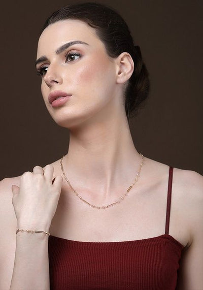White Gold Plated Pearl Natural Stone String Necklaces