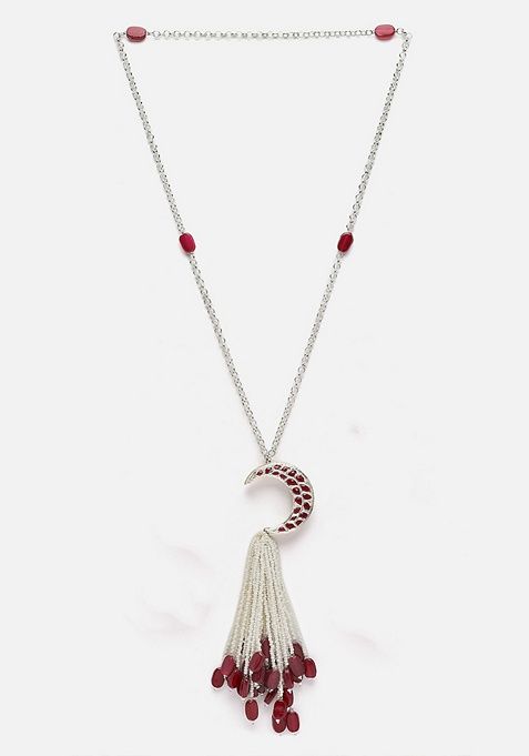 Pink And Silver Gold Plated Kundan Pearl Haar Necklaces