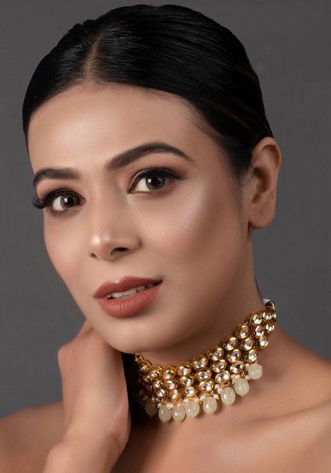 Silver Ivory Bead Handcrafted Kundan Choker Necklace