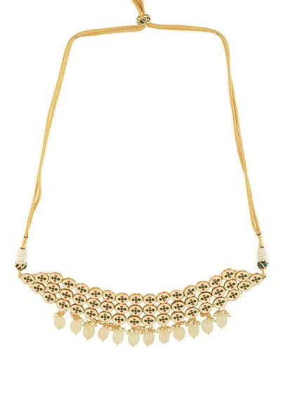 Silver Ivory Bead Handcrafted Kundan Choker Necklace