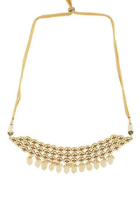 Silver Ivory Bead Handcrafted Kundan Choker Necklace