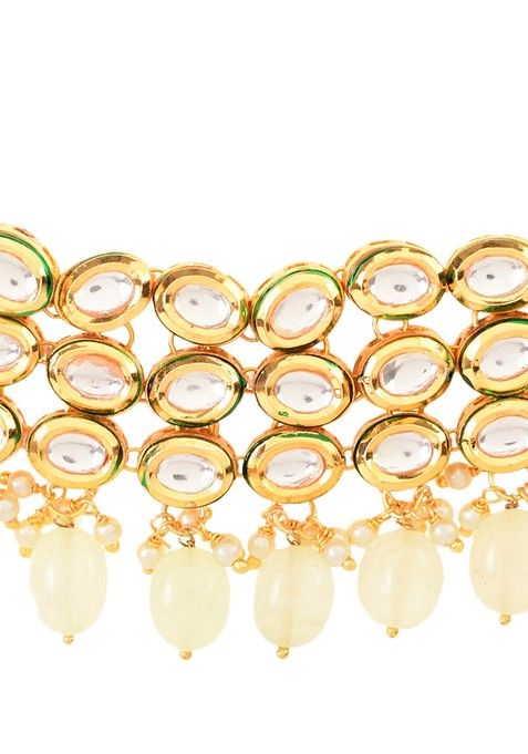 Silver Ivory Bead Handcrafted Kundan Choker Necklace
