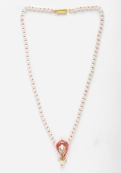 Pink And Gold Pearl Kundan Necklace