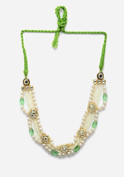 Green And Ivory Pearl Layered Necklace