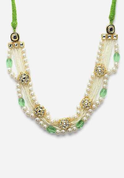 Green And Ivory Pearl Layered Necklace