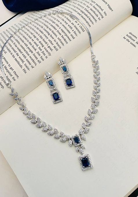 Silver Plated Cubic Zircon American Diamond Necklace