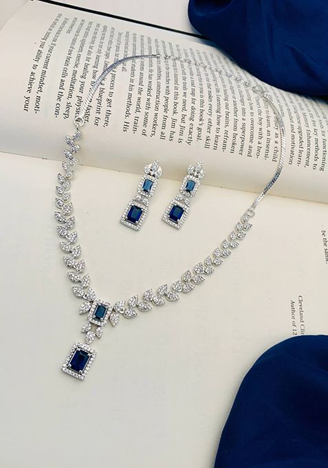 Silver Plated Cubic Zircon American Diamond Necklace