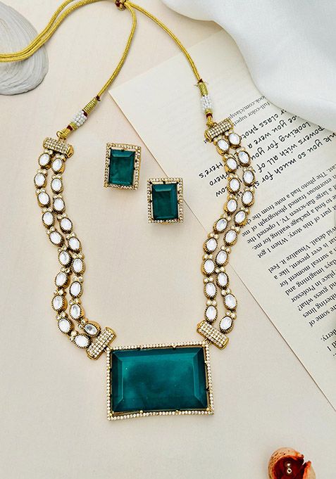 Silver Plated Cubic Zircon American Diamond Necklace