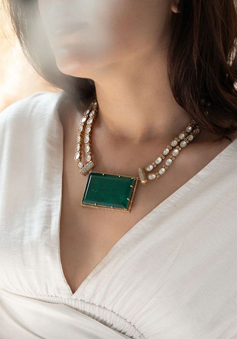 Silver Plated Cubic Zircon American Diamond Necklace