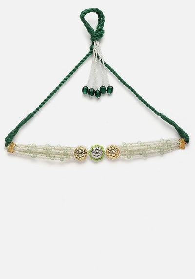 Silver And Green Gold Plated Kundan Pearl Choker Necklaces