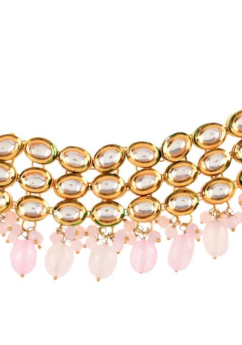 Pink Gold Tone Kundan Choker Necklace