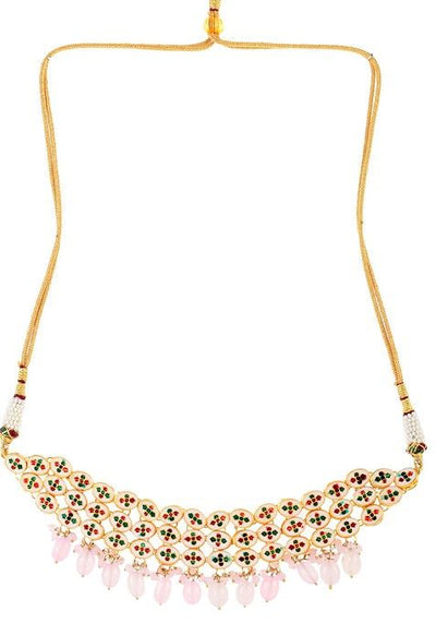 Pink Gold Tone Kundan Choker Necklace