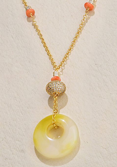 Gold Plated Yellow Asymmetric Stone Necklace