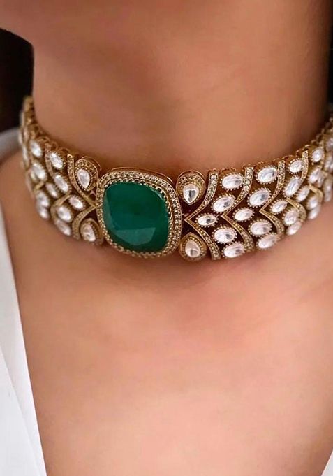 Gold Plated Cubic Zircon American Diamond Necklace