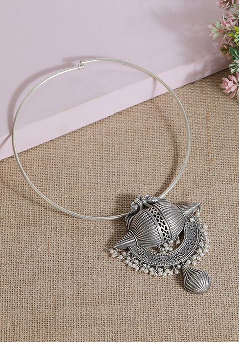 Oxidized Silver Handcrafted Brass Tribal Necklace