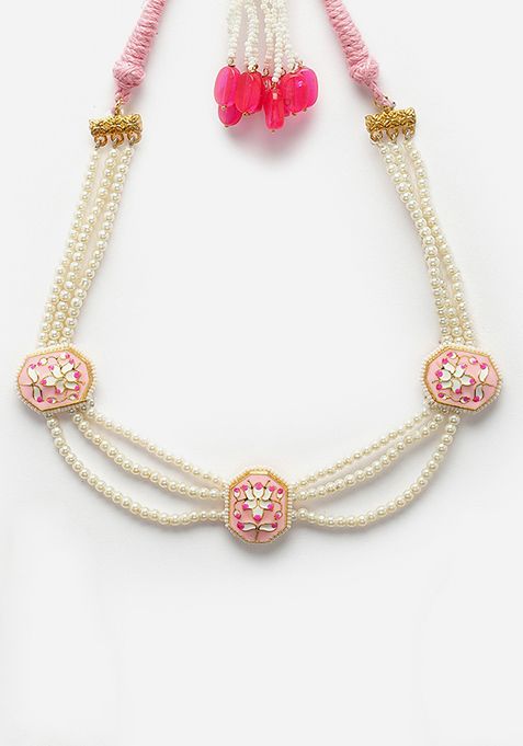 Light Pink And Ivory Pearl Necklace