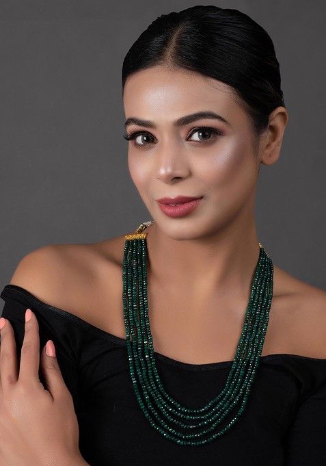 Emerald Green Onyx Bead Necklace