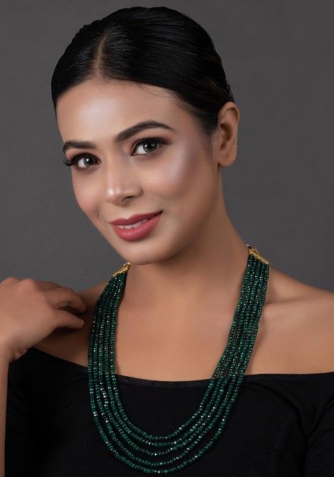 Emerald Green Onyx Bead Necklace