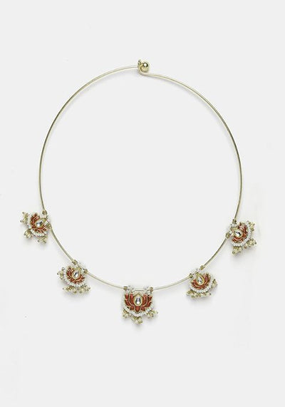 Red And Gold Kundan Pearl Necklace