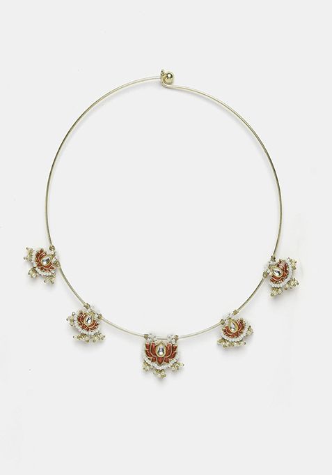 Red And Gold Kundan Pearl Necklace