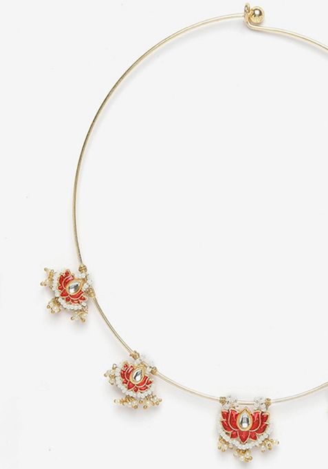 Red And Gold Kundan Pearl Necklace