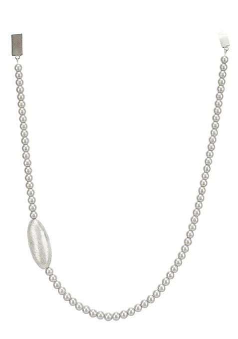 White Beaded Brass Necklace